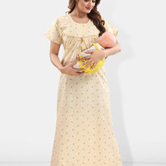 Be You Ethnic Motifs Printed Maternity Maxi Nightdress