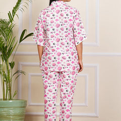 Be You Floral Printed Short Sleeves Shirt With Pyjama