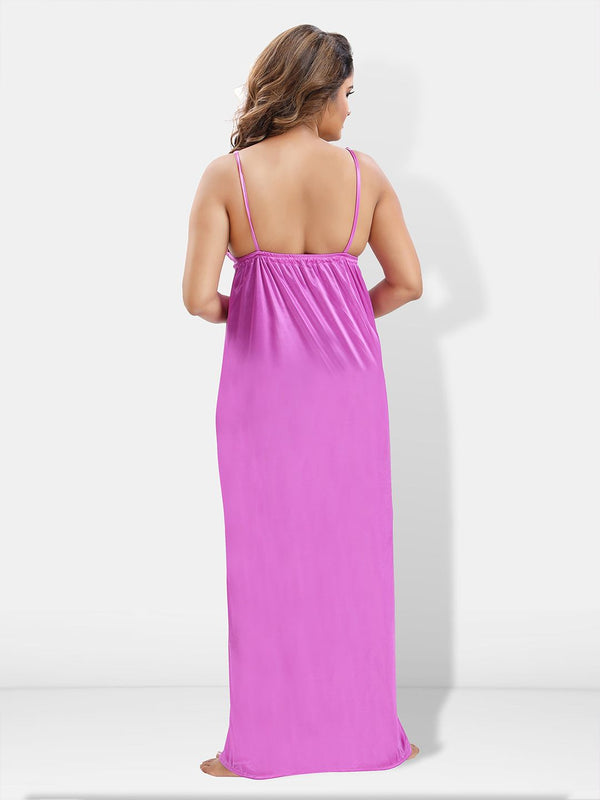Be You 6 Pieces Satin Maxi Nightdress Set With Robe And Lingerie Set