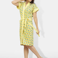 Be You Women Printed Cotton Anti-bacterial Super Soft Bath Robe With Belt