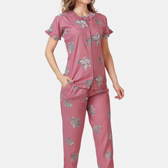 Be You Floral Printed Ruffles Night Suit