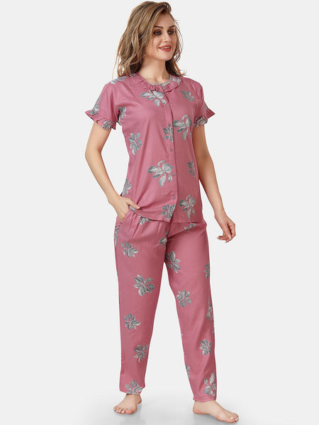 Be You Floral Printed Ruffles Night Suit