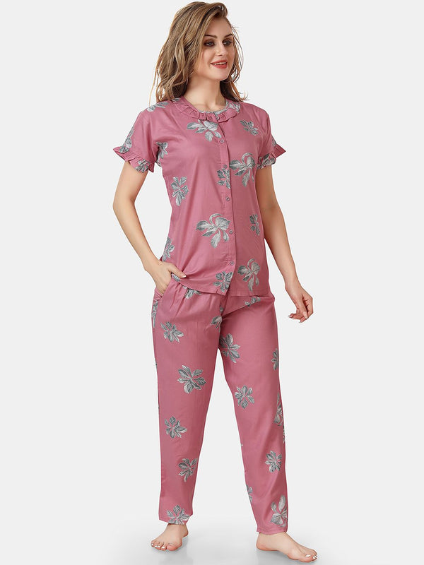Be You Floral Printed Ruffles Night Suit