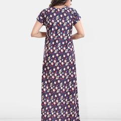 Be You Geometric Printed Satin Maternity Feeding Maxi Nightdress