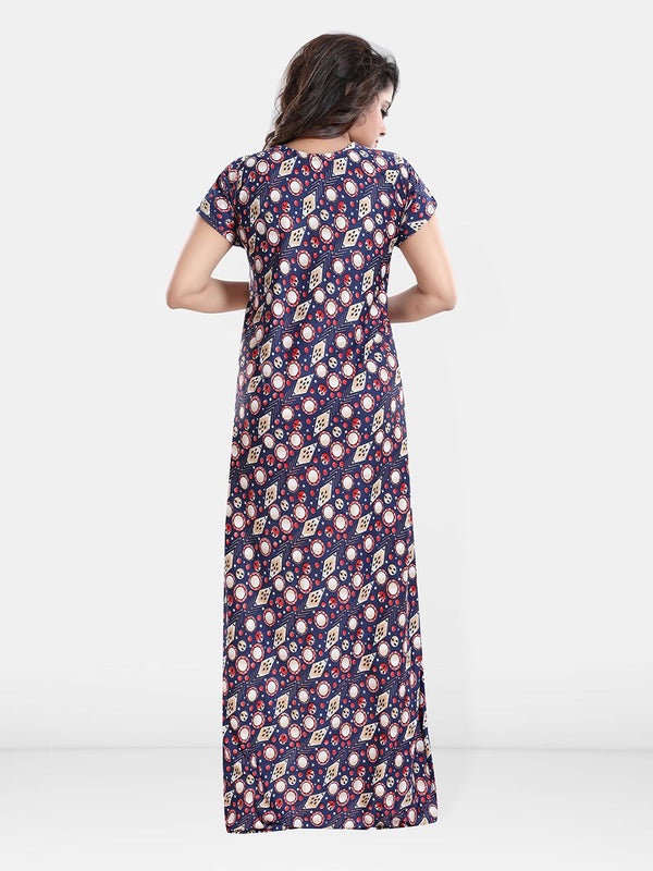 Be You Geometric Printed Satin Maternity Feeding Maxi Nightdress