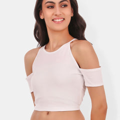 Be You Cold-Shoulder Cotton Crop Top