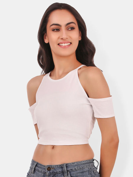 Be You Cold-Shoulder Cotton Crop Top