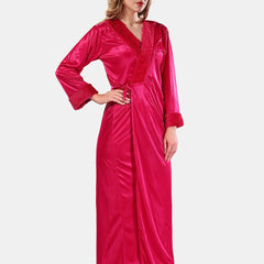 Be You V-Neck Long Sleevs Satin Maxi Nightdress With Robe