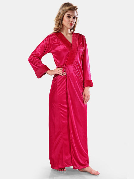 Be You V-Neck Long Sleevs Satin Maxi Nightdress With Robe