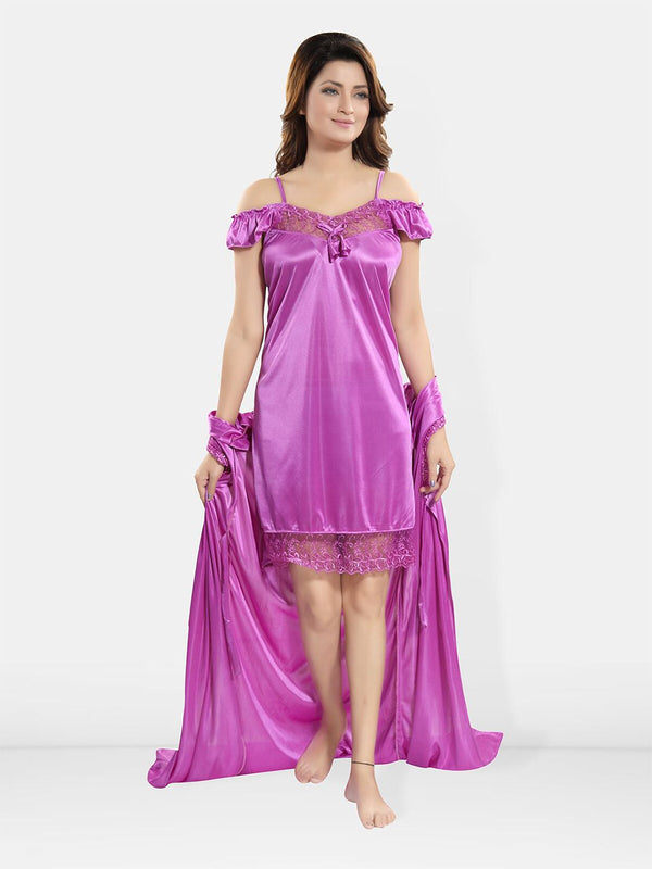 Be You Shoulder Straps Satin Nightdress & Robe