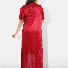 Be You Self Design V-Neck Maxi Nightdress with Robe