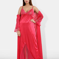 Be You Shoulder Straps Satin Maxi Nightdress With Robe