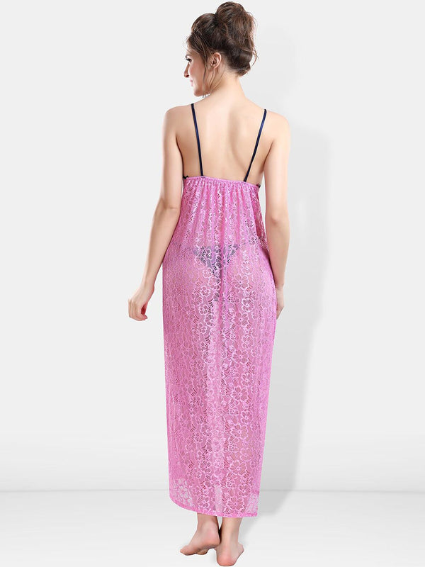 Be You Shoulder Straos Lace Detail Maxi Nightdress With Robe