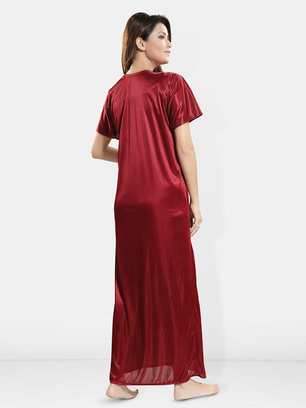 Be You Shoulder Straps Satin Maxi Wrap Nightdress With Robe