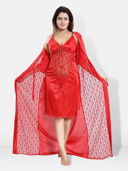 Be You V-Neck Satin Maxi Nightdress With Robe