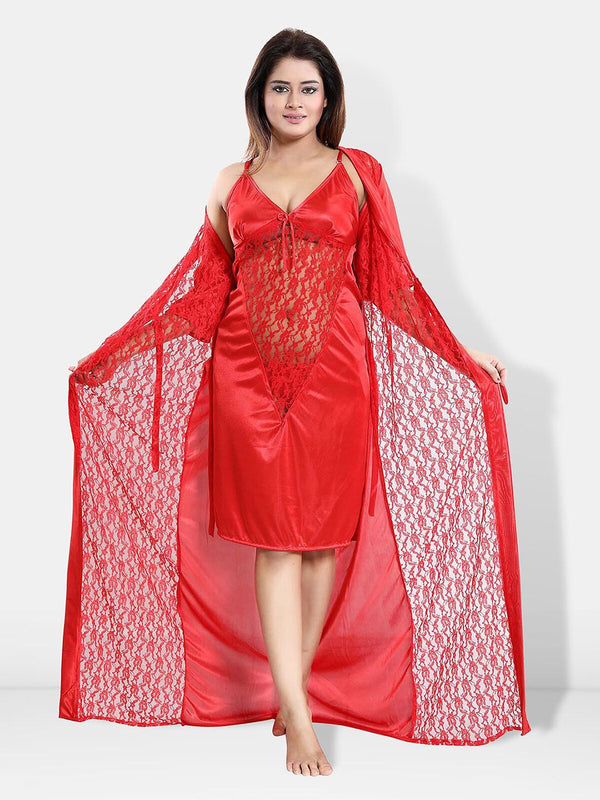 Be You V-Neck Satin Maxi Nightdress With Robe