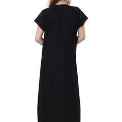 Be You Black Embroidered Maxi Nightdress