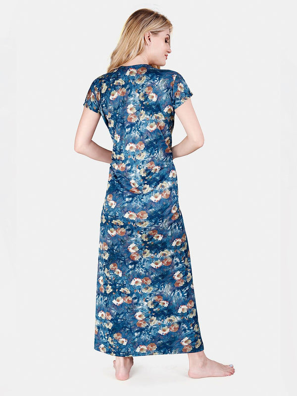 Be You Printed Maternity Satin Maxi Nightdress