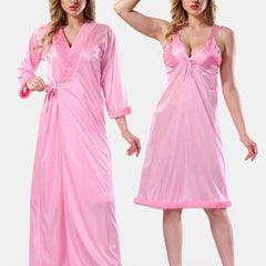 Be You Floral Lace Satin Night Dress With Robe