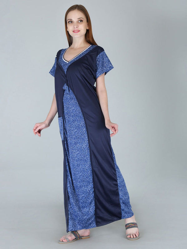 Be You Women Printed Satin Maxi Nightdress