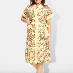 Be You Women Printed Cotton Anti-bacterial Super Soft Bath Robe With Belt