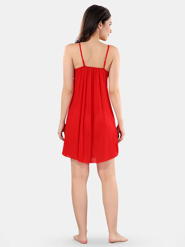 Be You Net Self Design Baby Doll Dress With Thong