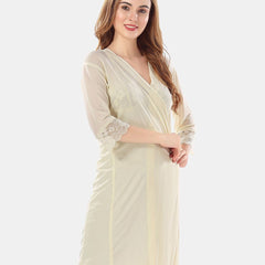 Be You Net Above Knee Length Nightdress With Robe