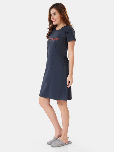 Be You Typographic Printed T-shirt Nightdress