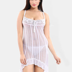 Be You Self Design Shoulder Straps Net Baby Doll With Brief