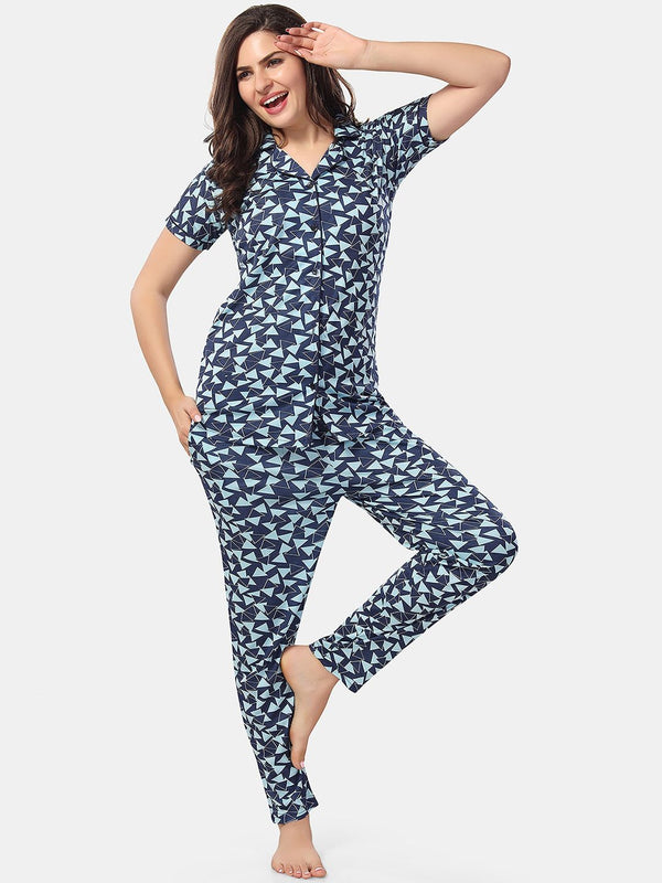 Be You Geometric Printed Night suit