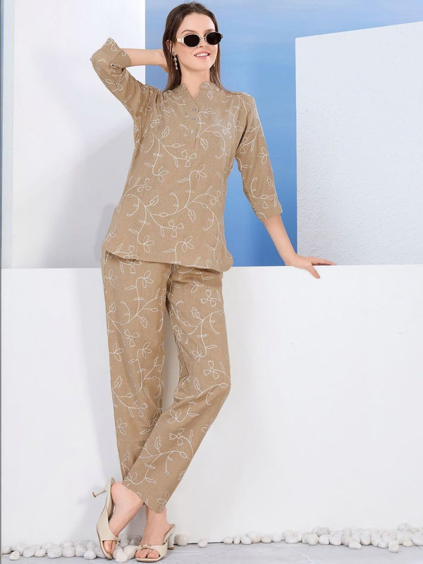 Be You Embroidered Top With Trousers Co-Ords