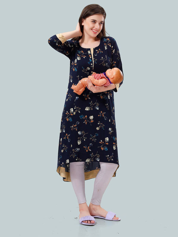 Be You Women Floral Printed A-Line Maternity Kurta