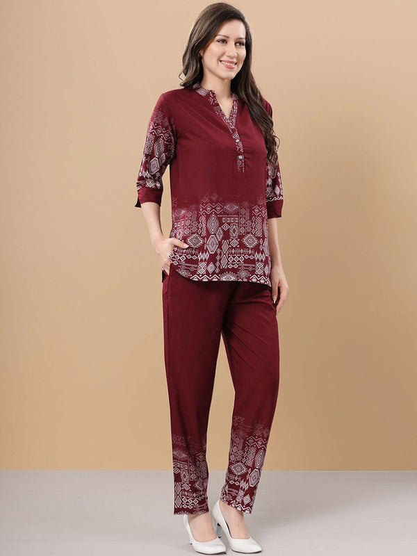 Be You Printed Mandarin Collar