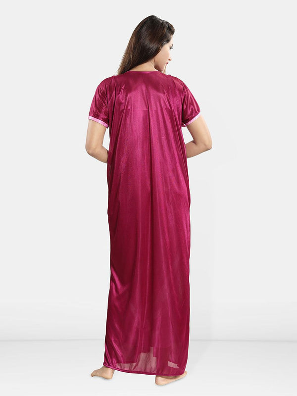 Be You Embroidered Satin Maxi Nightdress With Robe