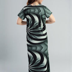 Be You Sarina Satin Spiral Printed Maxi Nightdress