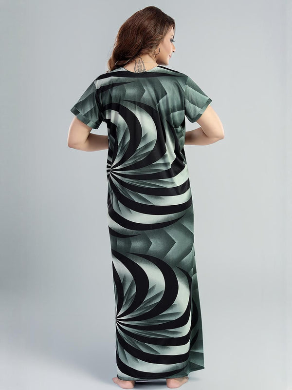 Be You Sarina Satin Spiral Printed Maxi Nightdress