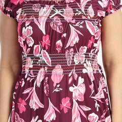 Be You Floral Printed Square Neck Maxi Regular Nightdress