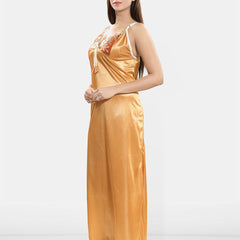 Be You Women Sleeveless Satin Maxi Nightdress With Robe