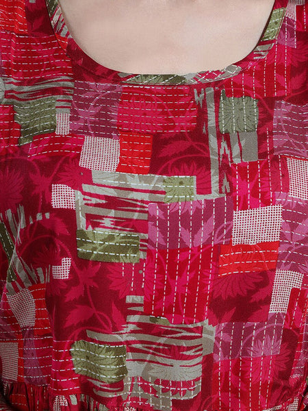 Be You Abstract Printed Bell Sleeves Maternity Fit and Flare Dress