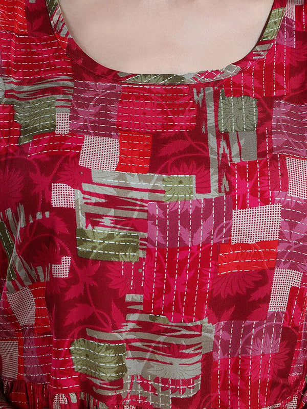 Be You Abstract Printed Bell Sleeves Maternity Fit and Flare Dress