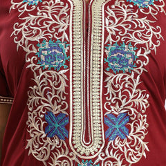 Be You Ethnic Motifs Embroidered Maxi Nightdress