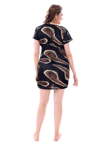 Be You Women Set Of 3  Black Printed Nightdress