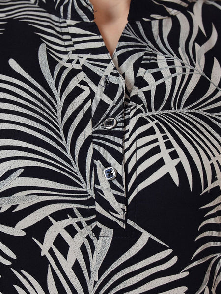 Be You Tropical Printed Mandarin Collar Longline Night Suit