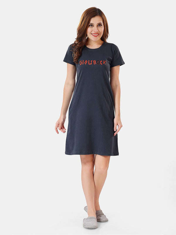 Be You Typographic Printed T-shirt Nightdress