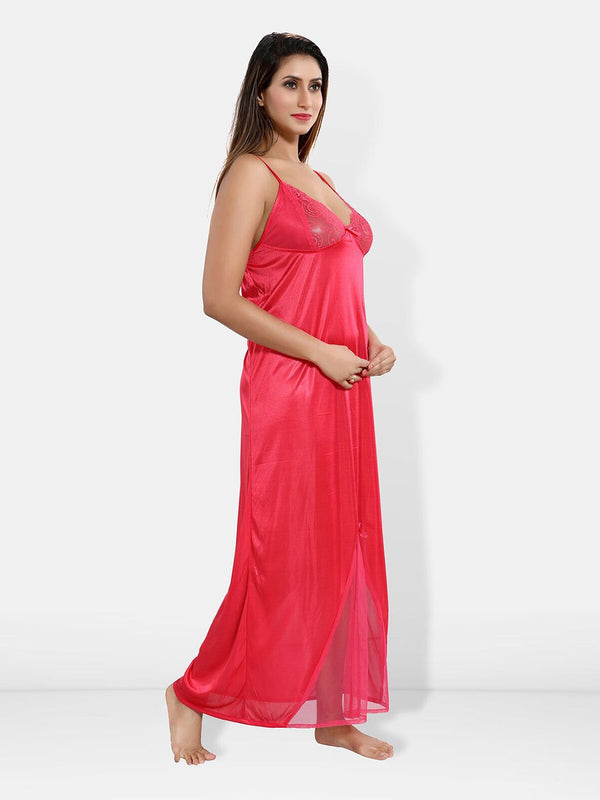 Be You Shoulder Straps Satin Maxi Nightdress With Robe