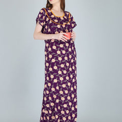 Be You Women Printed Maternity Maxi Nightdress