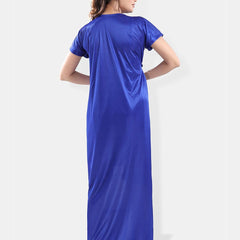 Be You Shoulder Strap Neck Satin Night Suit With Robe
