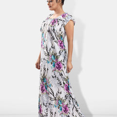 Be You Floral Printed Satin Maxi Nightdress