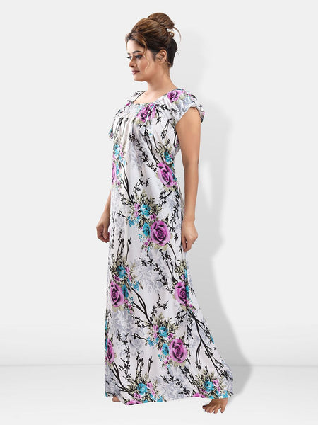 Be You Floral Printed Satin Maxi Nightdress
