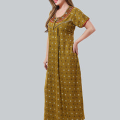 Be You Mustard Embroidered Maxi Nightdress